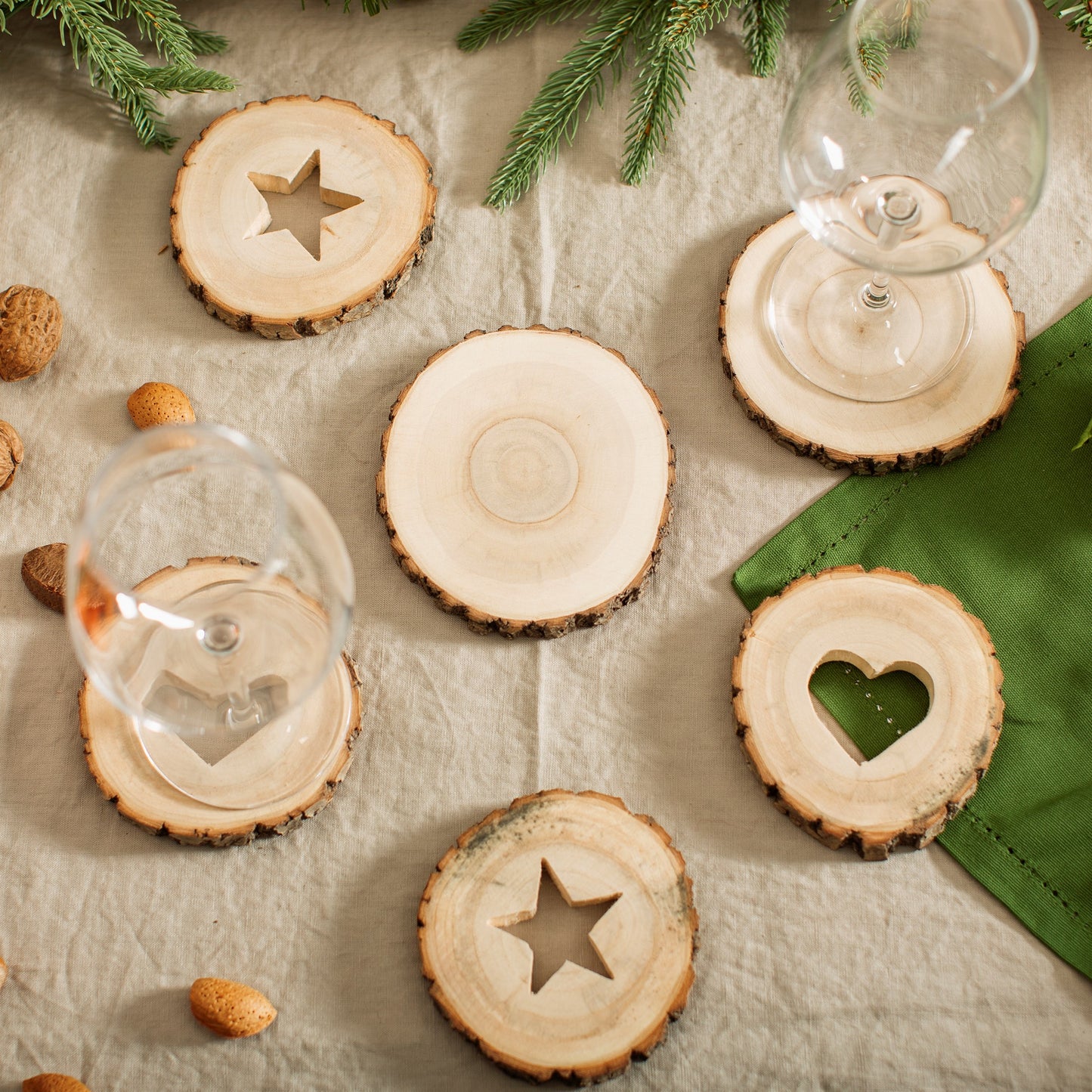 Wooden Cut Out Star Coasters Set 4