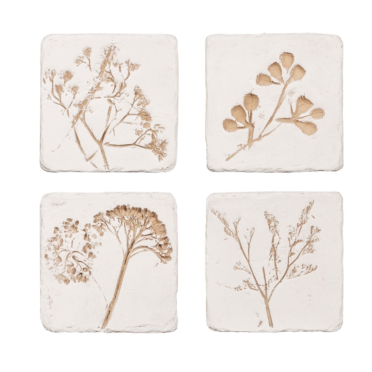 Flower Imprint Coasters - Set Of 4