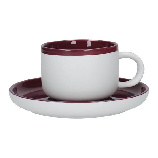 La Cafetiere Barcelona Plum 250ml Tea Cup And Saucer