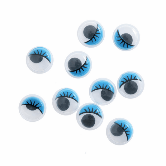Toy Eyes: Stick-On Googly: Glue-On: 10mm: Blue: 10 Pack