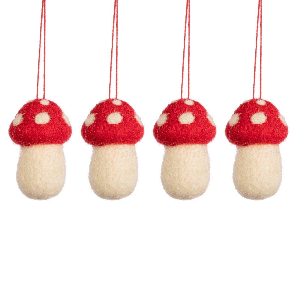 Mushrooms Felt Hanging Decoration - Set Of 4