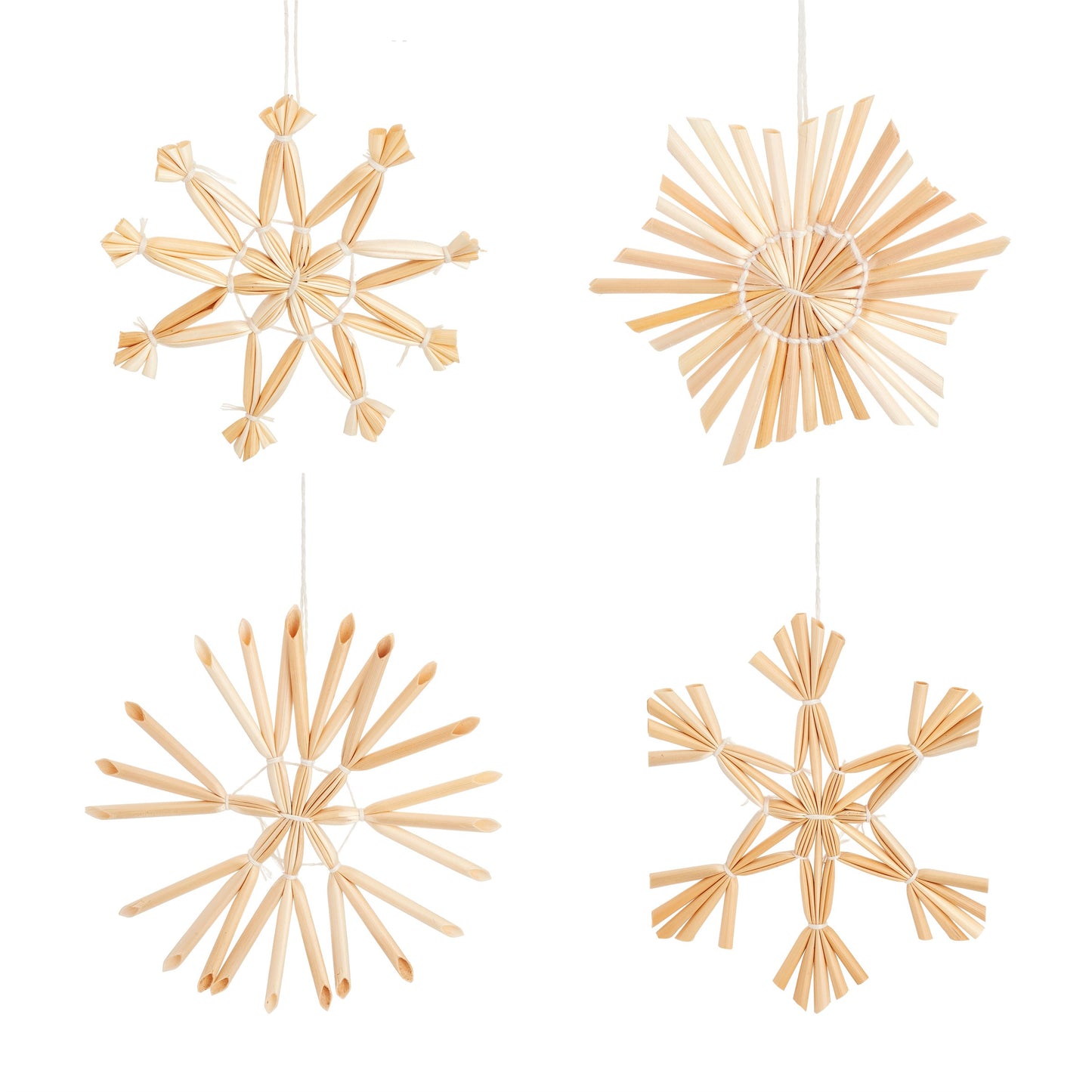 Small Straw Snowflake Decorations - Set Of 8