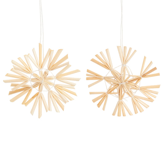 Straw Snowflake Decorations - Set Of 4