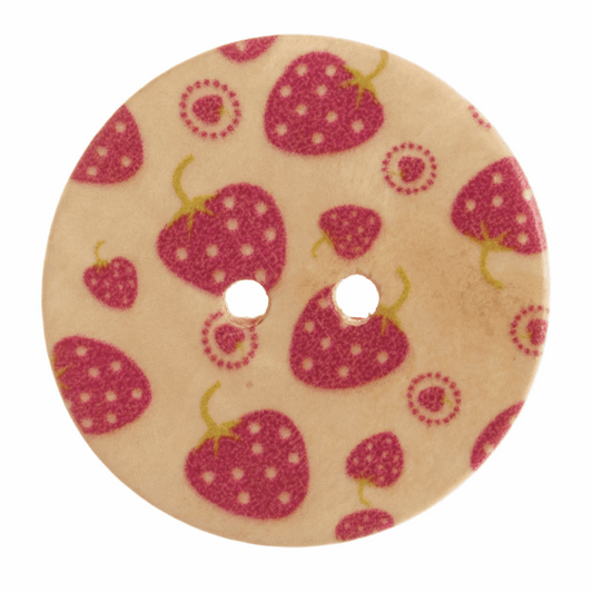 Patterned Button Strawberry 20mm