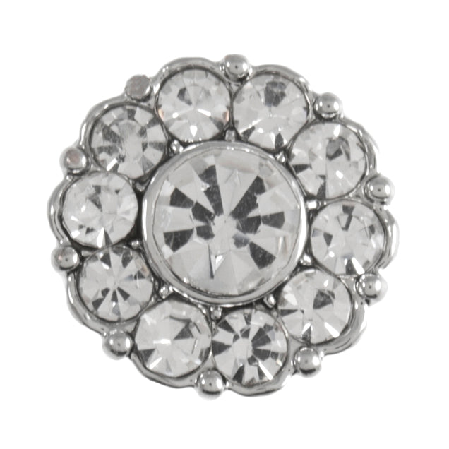 Buttons: Diamante: Flower: Shank: 11mm: Silver