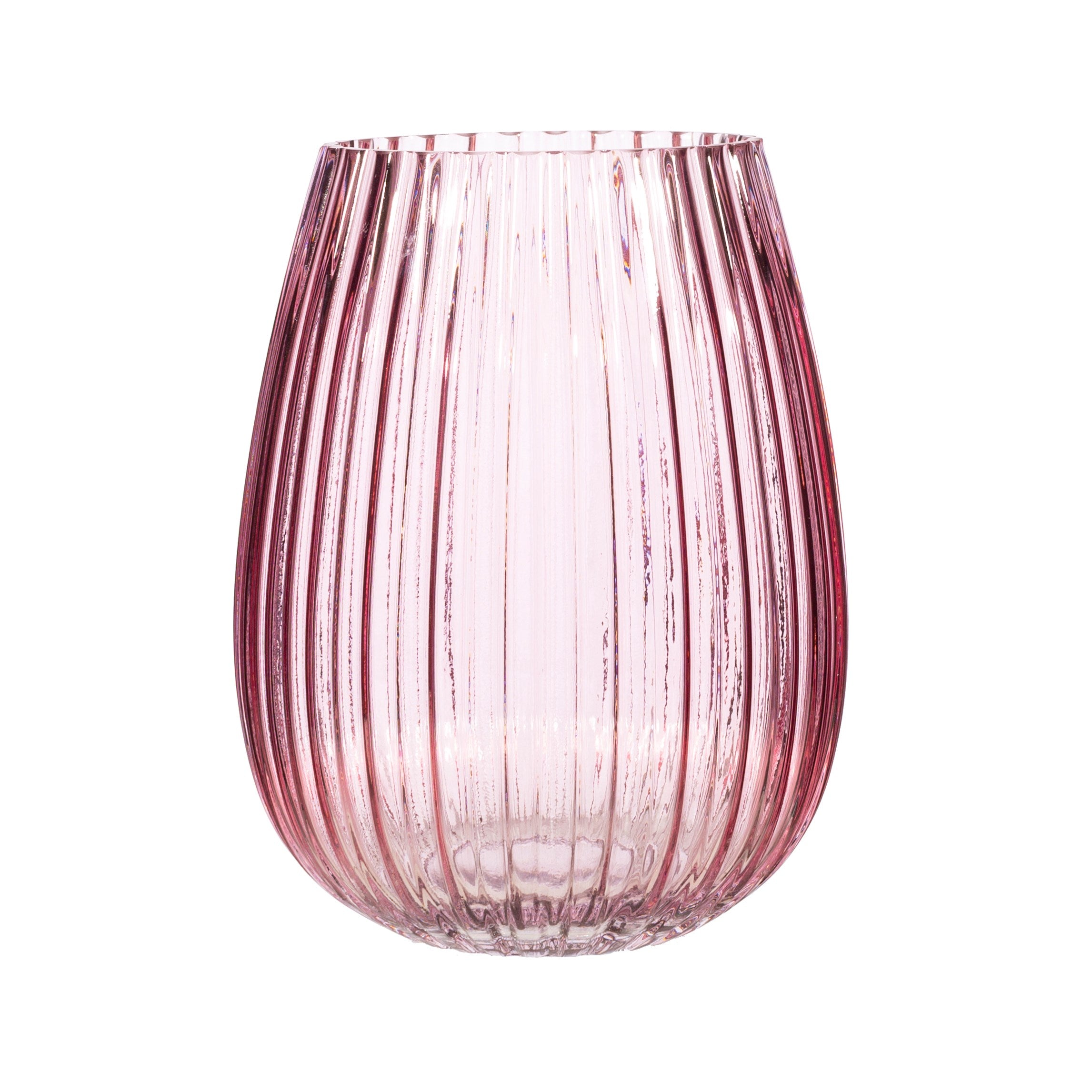 Fluted Glass Vase Pink – G Grace & Son