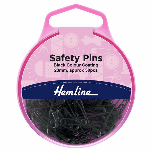 Safety Pins: 23mm: Black: 50 Pieces