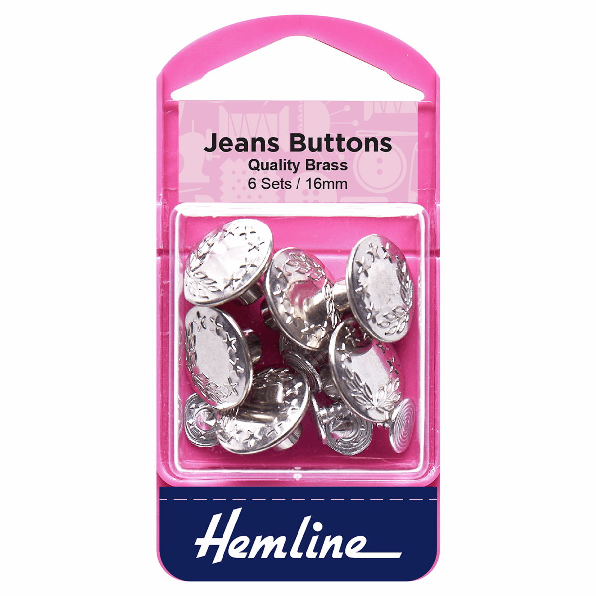 Jeans Buttons: 16mm: Nickel: 6 Sets