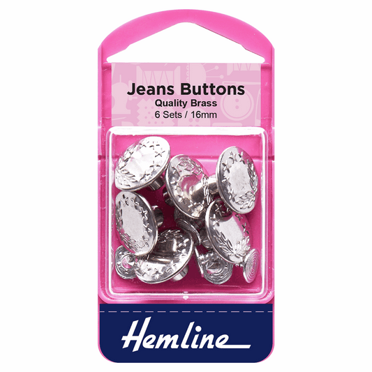 Jeans Buttons: 16mm: Nickel: 6 Sets