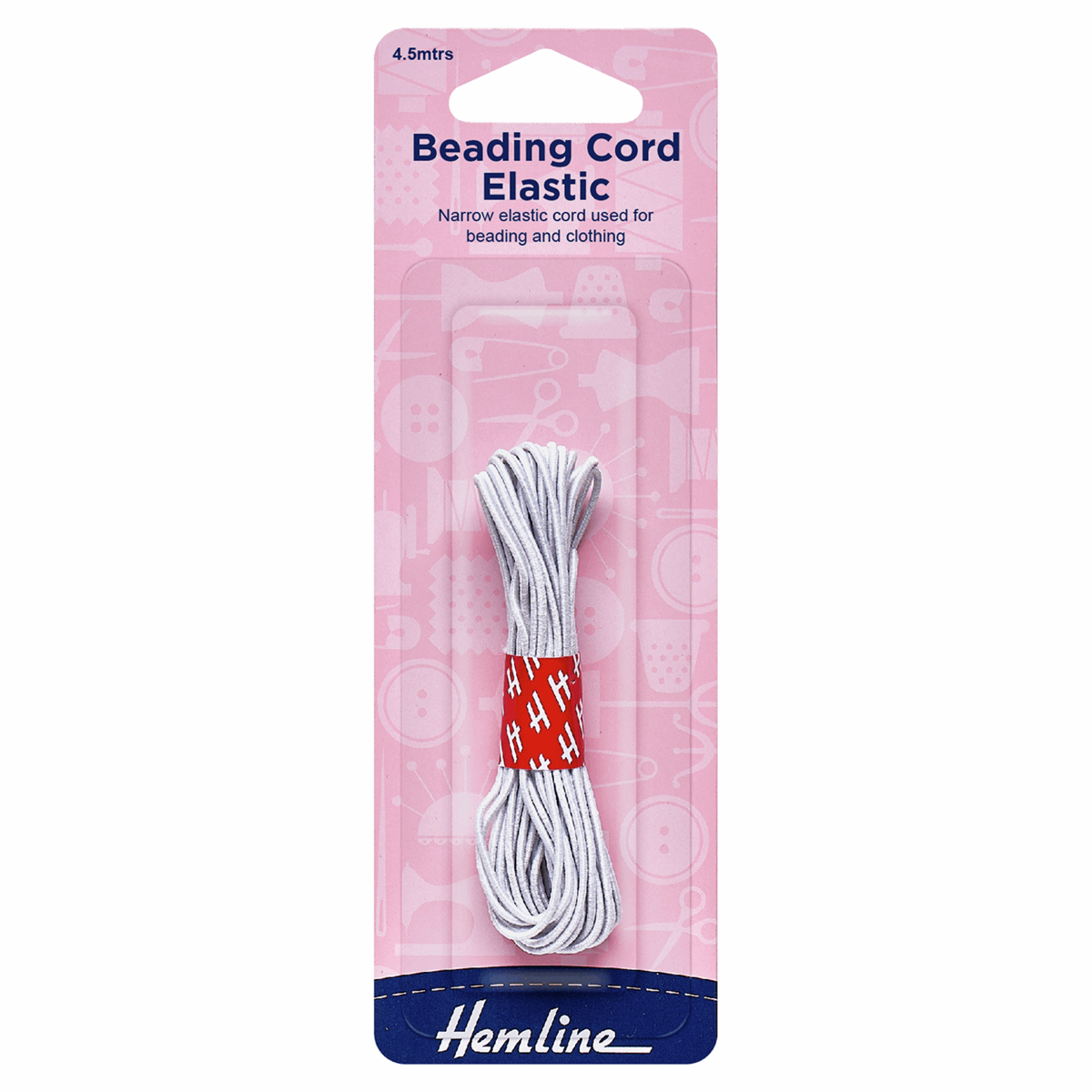 Beading Cord Elastic:  4.5m x 1.3mm: White