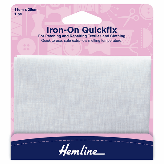 Quickfix Iron-On Cotton Patches: White - 11 x 25cm