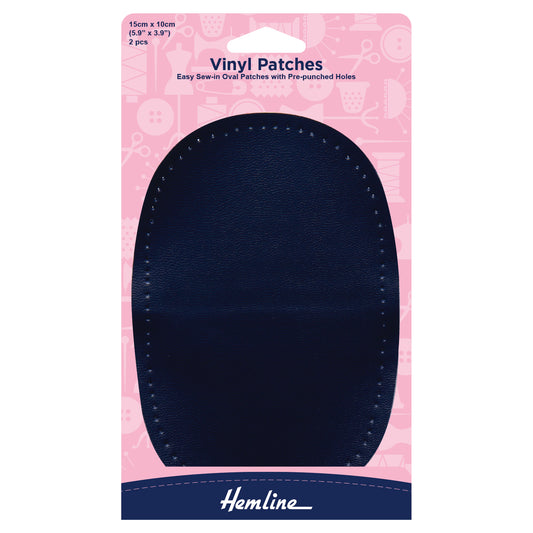 Sew-in Vinyl Patches: Navy - 10 x 15cm