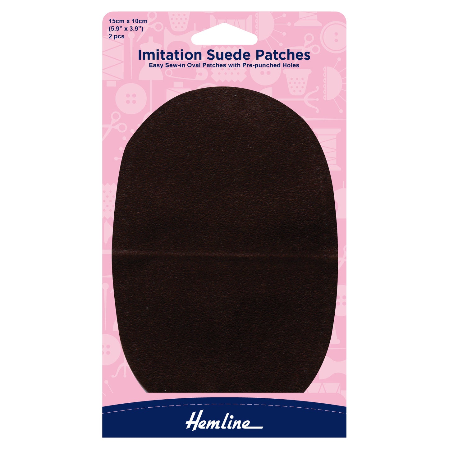 Sew-in Imitation Suede Patches: Brown - 10 x 15cm