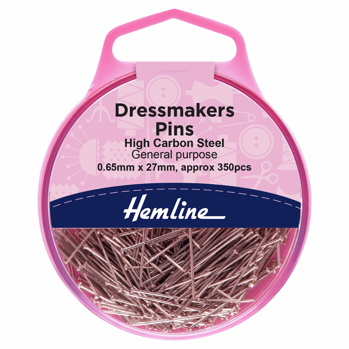 Pins: Dressmaker's: 0.65 x 27mm: Steel: 350 Pieces
