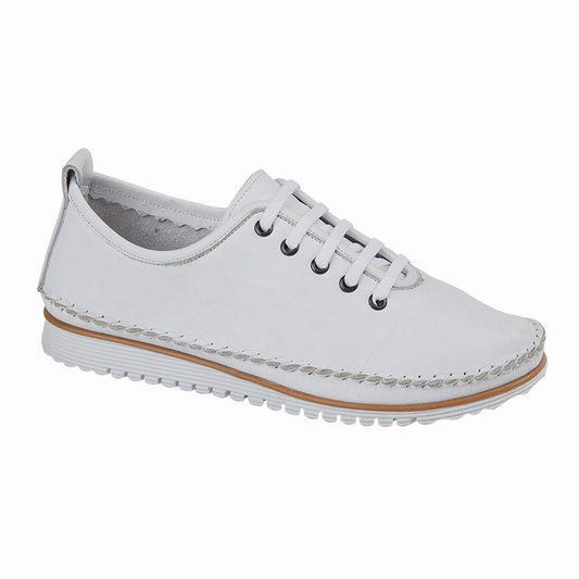 White Softie Leather Lace Up Shoes