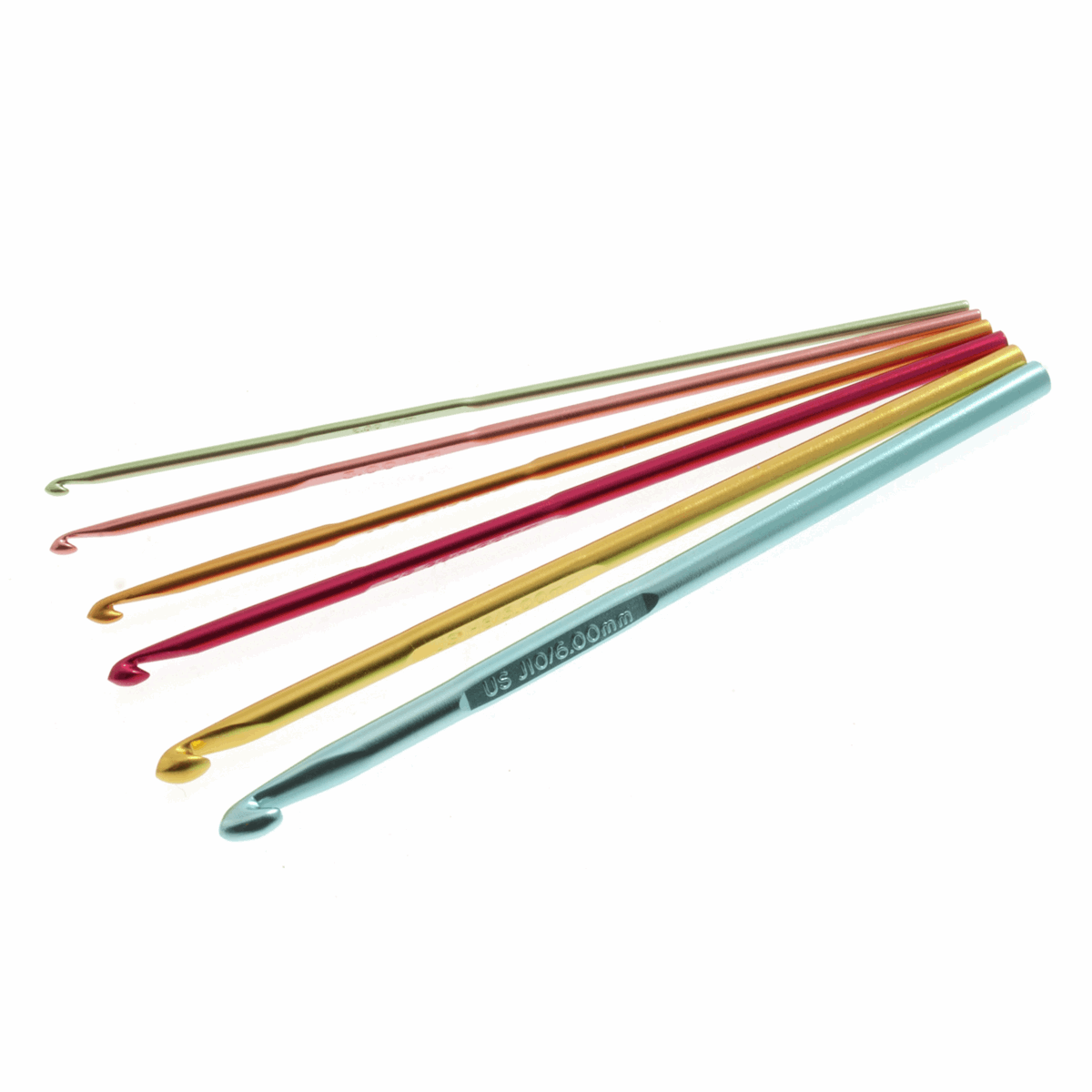 Crochet Hook Set Anodised Aluminium Coloured