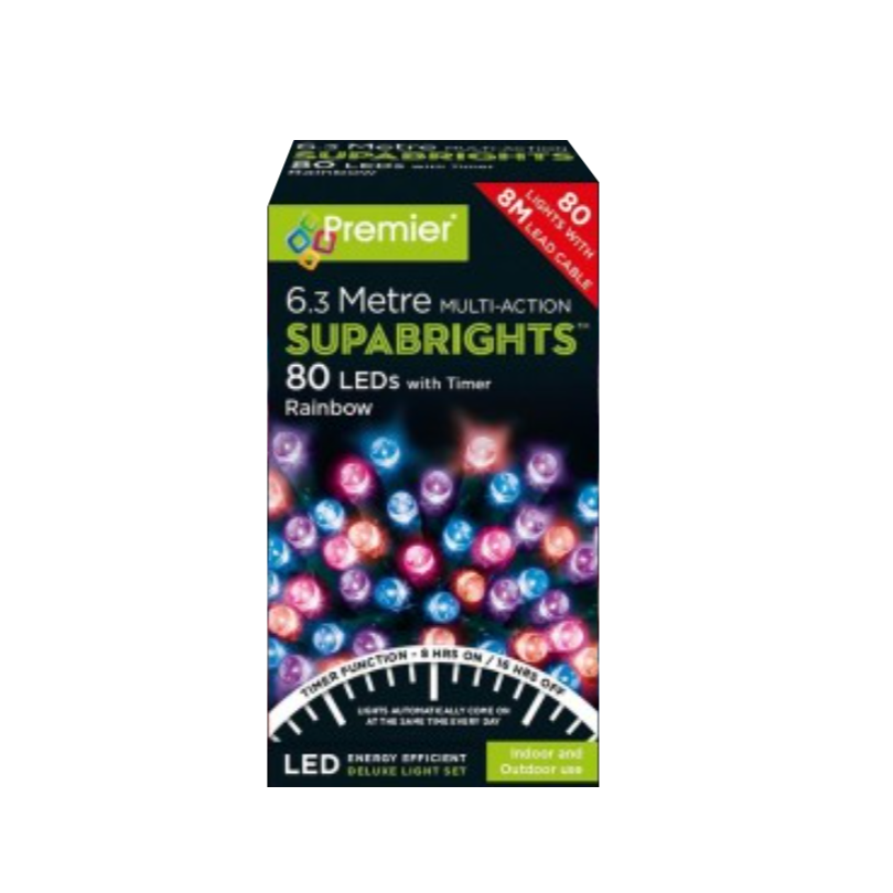 80 LED Supabrights Multi-coloured