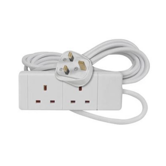 13A 5m 2 Gang Surge Protected Extension Lead White