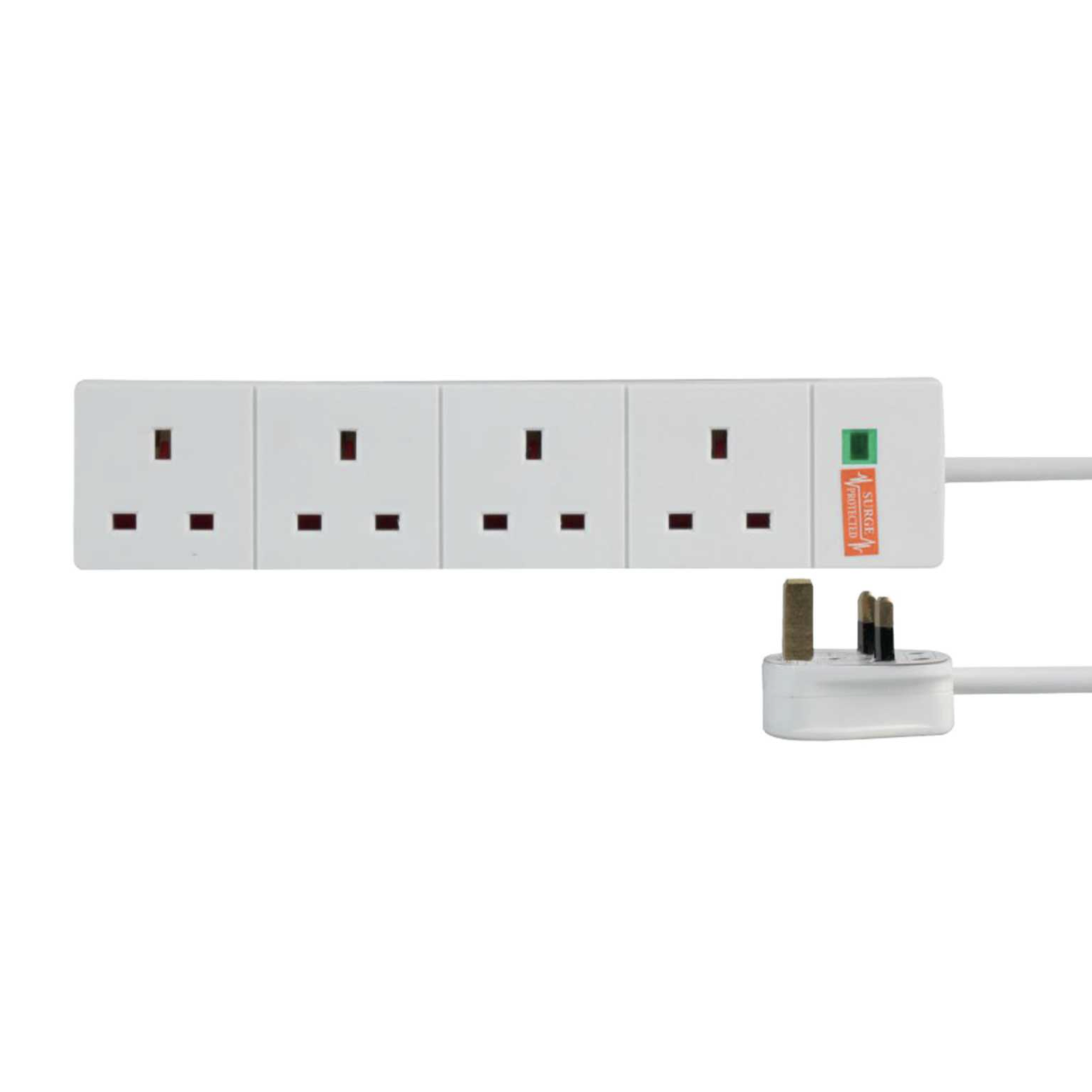 2m 4 Gang Surge Protected Extension Lead White