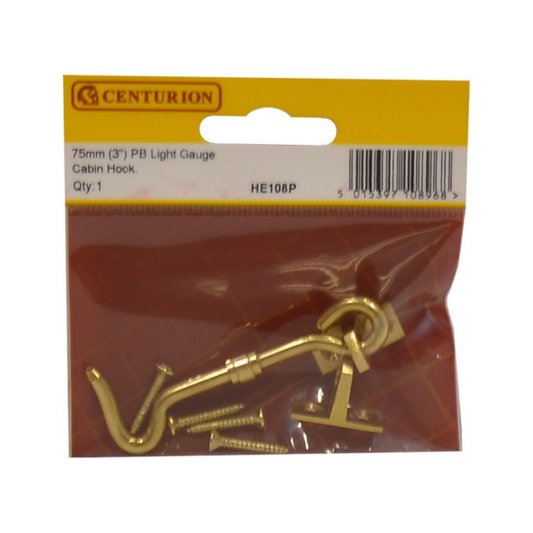 Polished Brass Light Gauge Cabin Hook