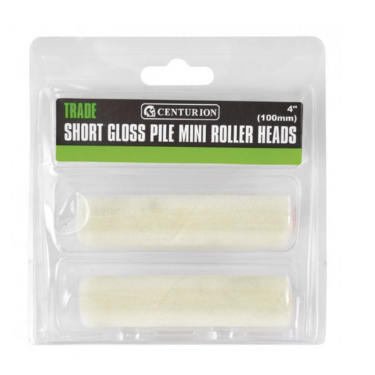 Short Gloss Pile Mini Roller Heads Pk2 100mm