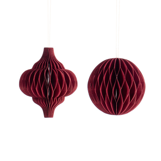 Deep Red Paper Honeycomb Hanging Decorations 2 Styles