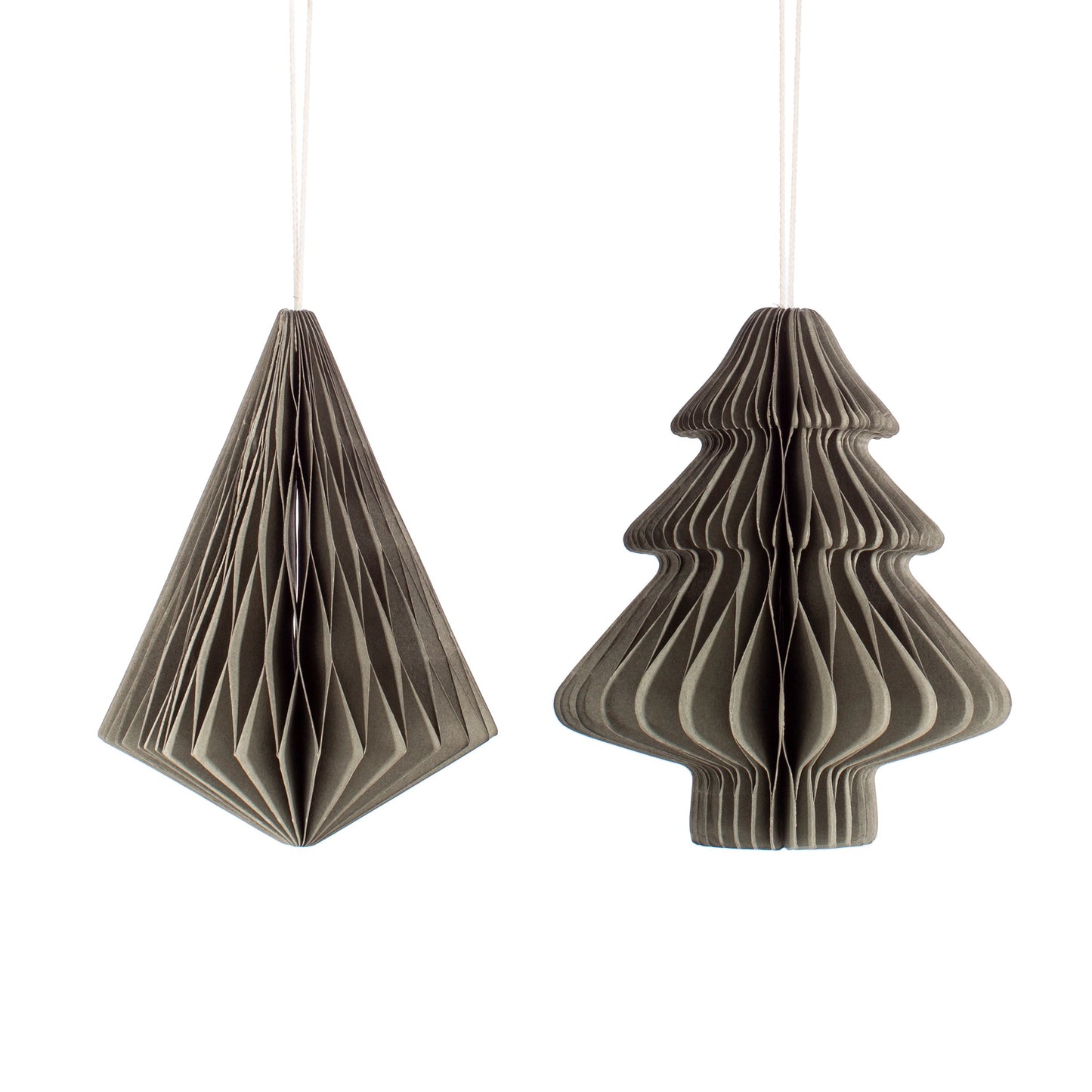 Grey Tree & Diamond Paper Honeycomb Hanging Decorations