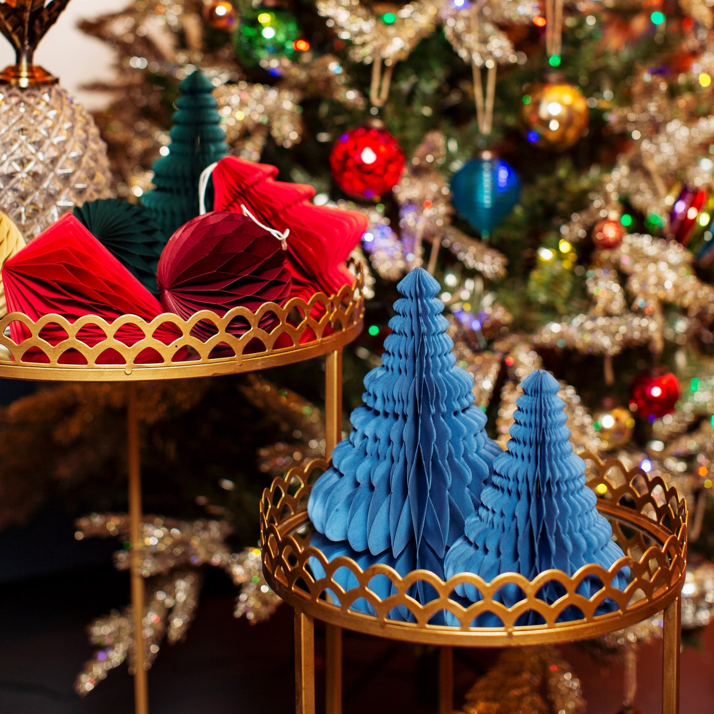 Blue Honeycomb Tree Standing Decoration
