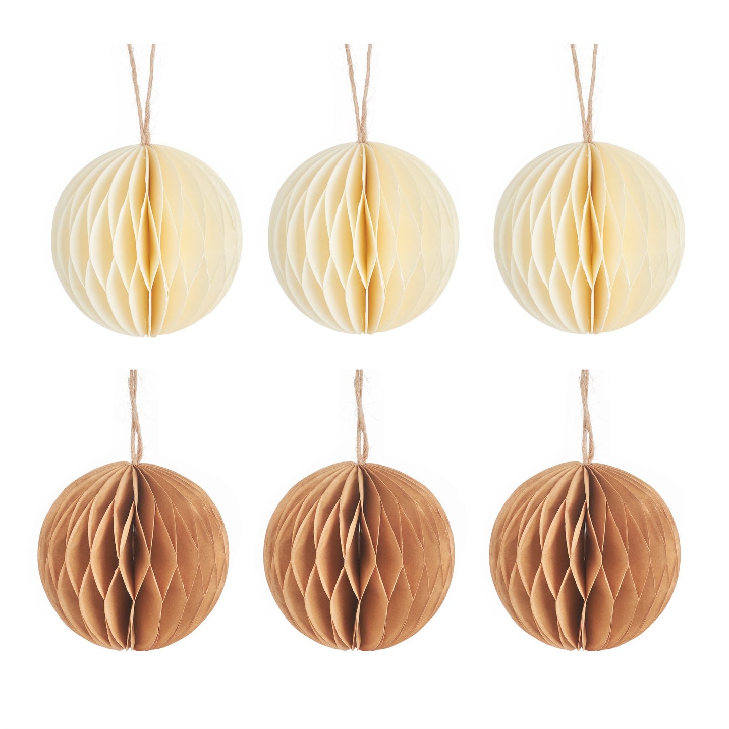 Cream & Gold Honeycomb Paper Decorations - Set Of 6