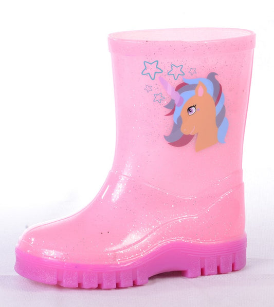 Pink Sparkle Kids Wellington Boots