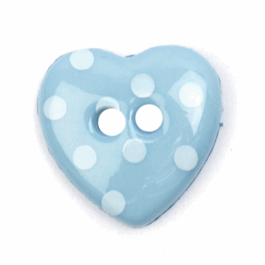Blue Polka Dot Heart Button