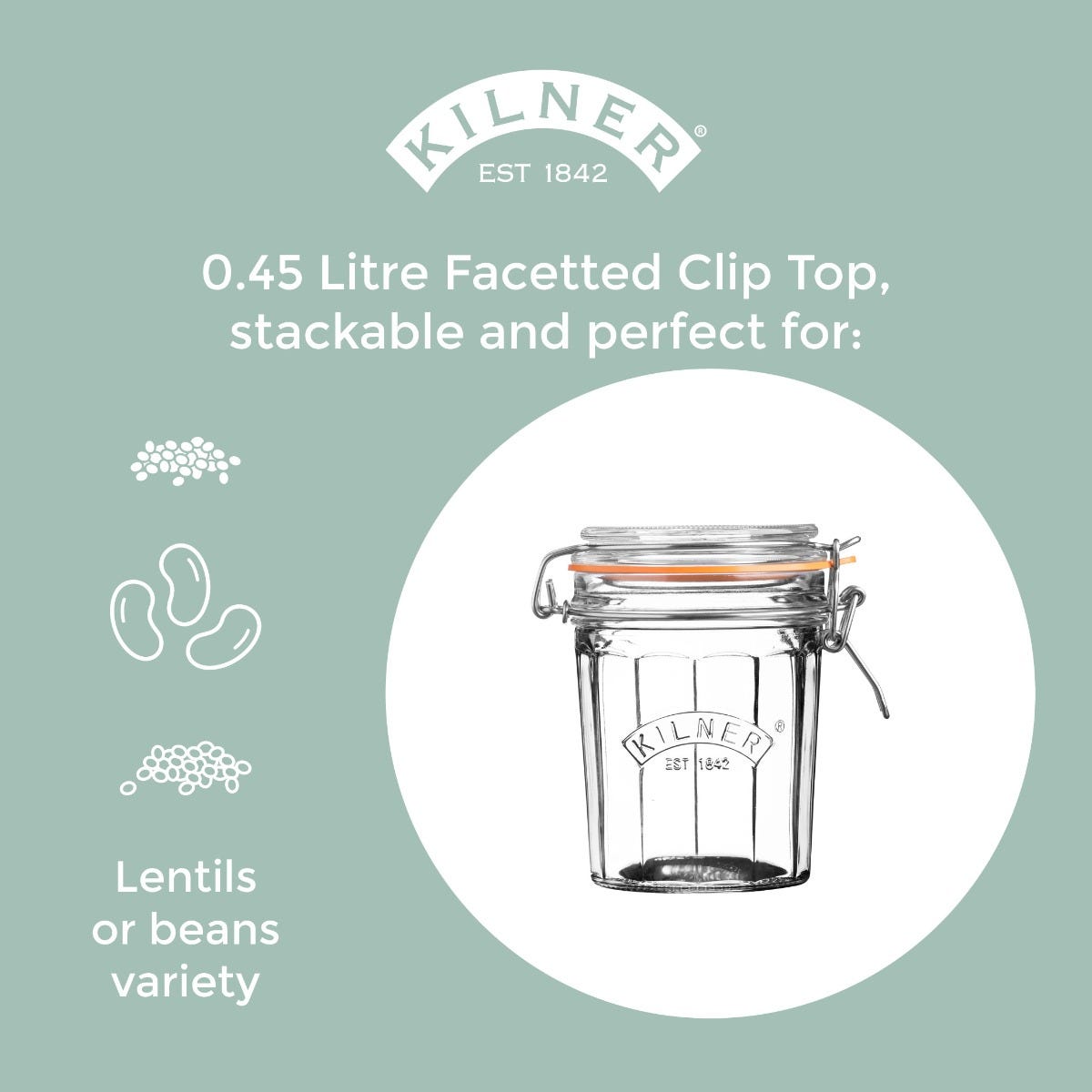 Facetted Clip Top Jar