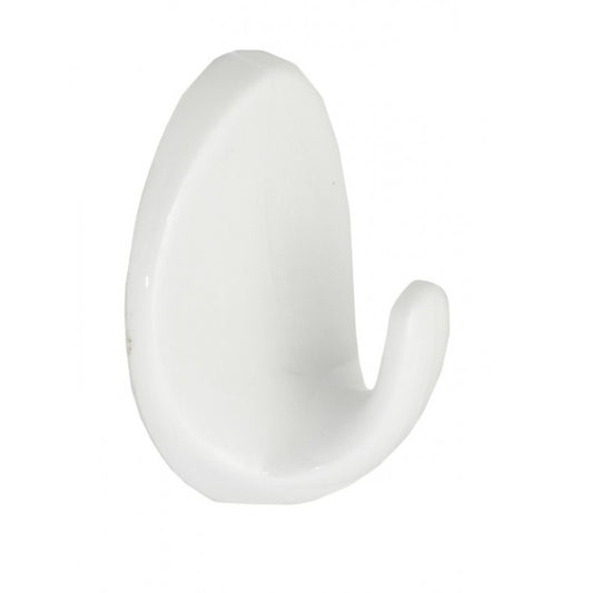 White Plastic Self Adhesive Oval Hook