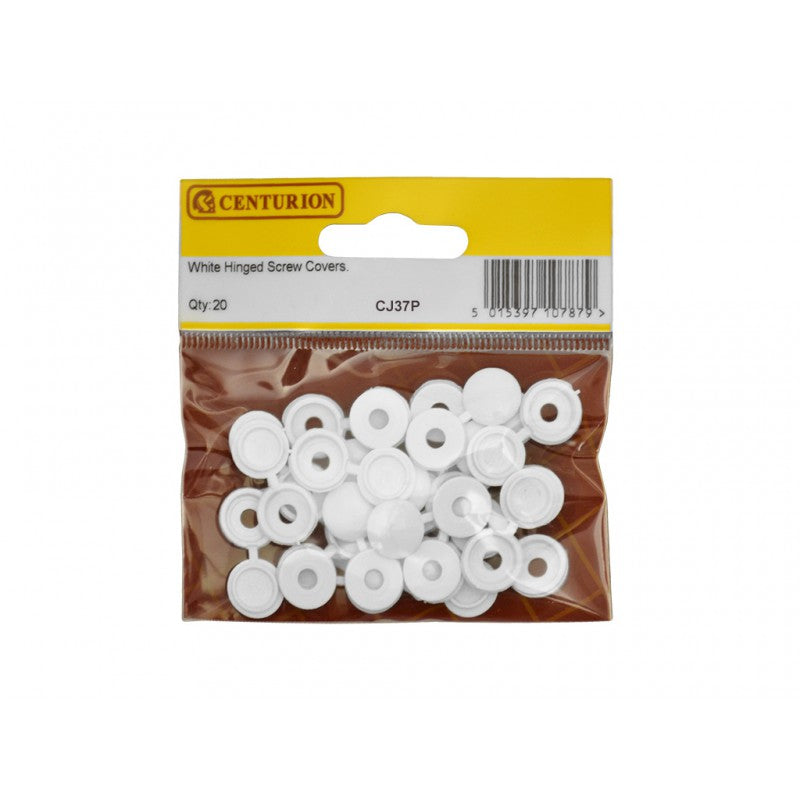 White Hinged Screw Covers (20 PK)