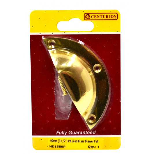 Solid Brass Drawer Pull 90mm (3 1/2") PB