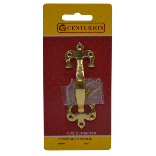 Solid Brass Fleur De Lys Handle 100mm (4") PB