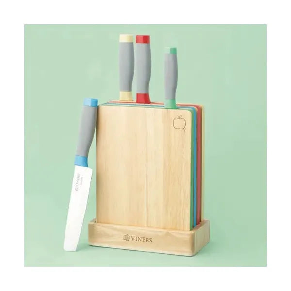 Assure Colour Code Knife Block & Board Set