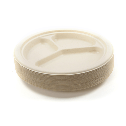 Wheat Fibre Pulp 3-Compartment Plates 10"